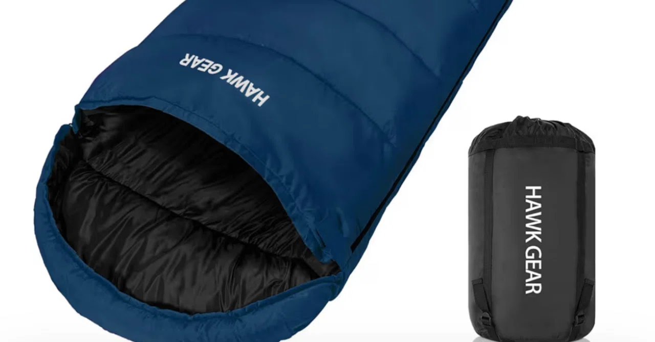 寝袋 シュラフ ホークギア マミー型 キャンプ 防災 HAWKGEAR ブラック