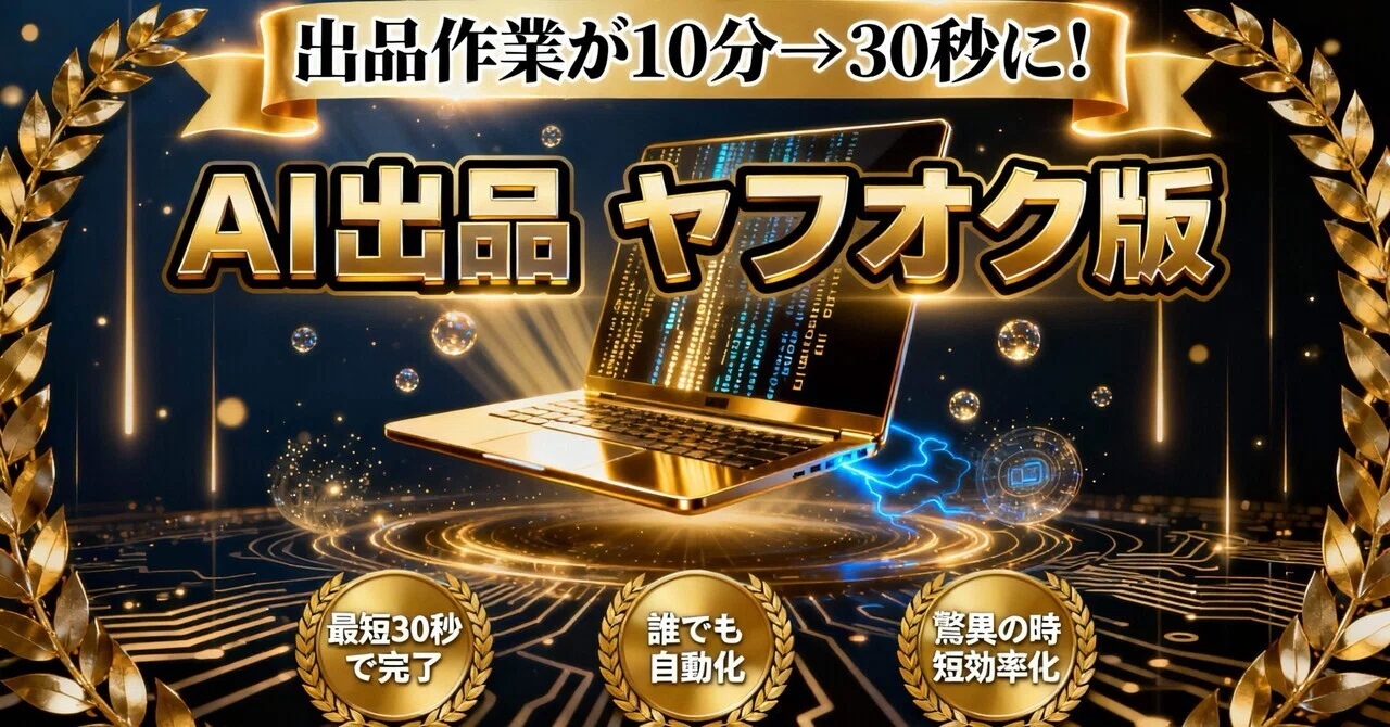 ai出品 完全保存版】ヤフオク×AI出品の教科書|Geminiで自動化して月100品を30