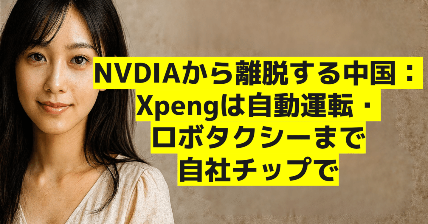 NVDIAから離脱する中国：Xpengは自動運転・ロボタクシーまで自社チップ