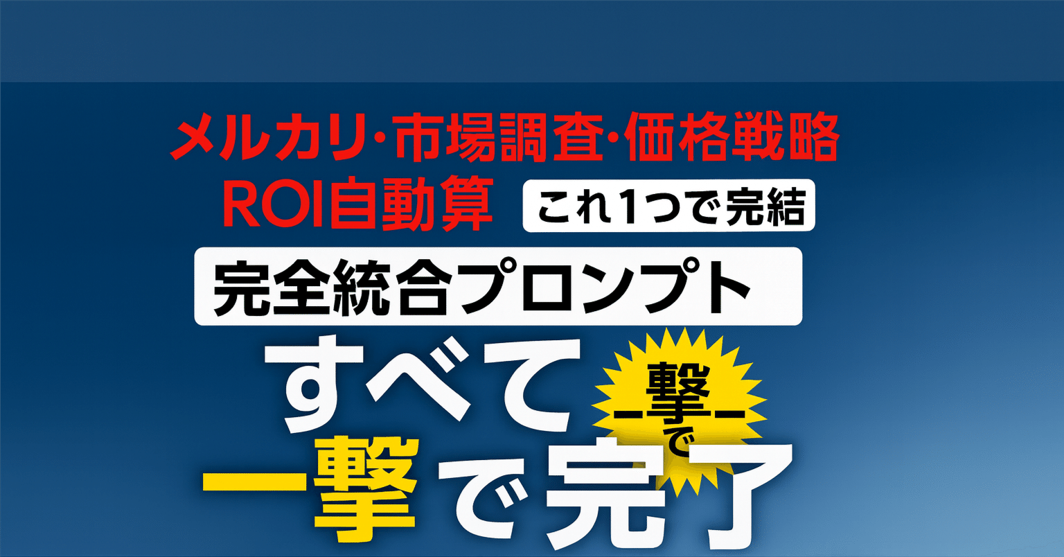 メルカリ × 市場調査 × 価格戦略 × 利益計算すべてを“1つのプロンプト”で自動化できるようになる【完全統合プロンプト  】｜KEN.AI｜プロンプト設計士／AI自動化アーキテクト