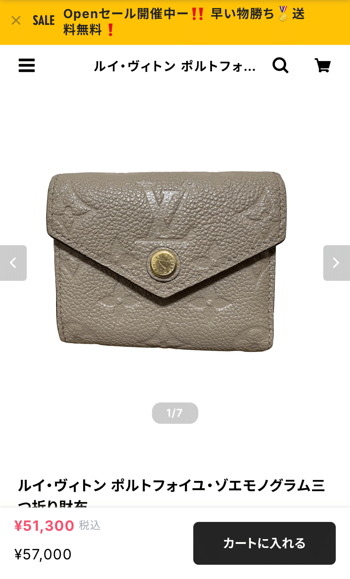 ルイ・ヴィトンポルトフォイユ・ゾエ、モノグラム・アンプラント