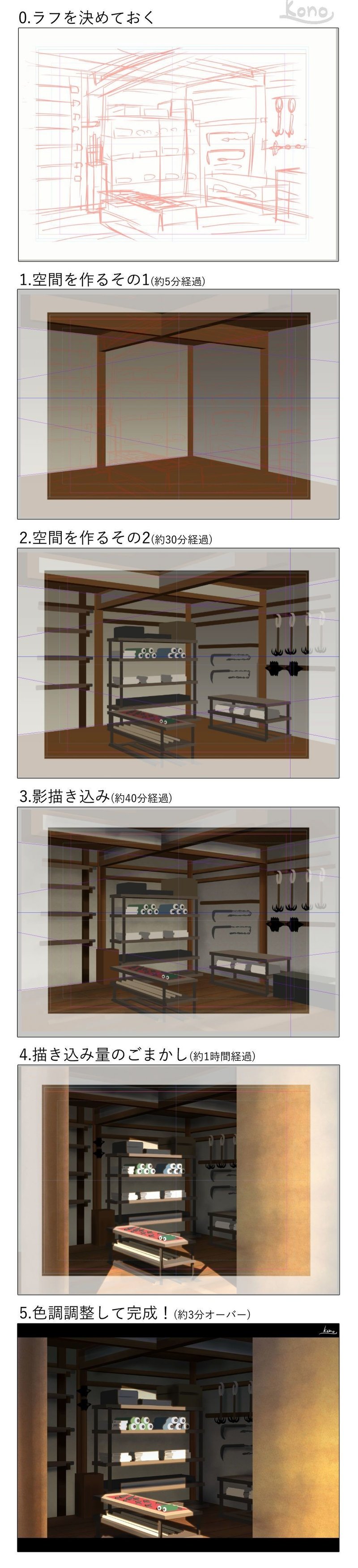 背景ワンドロ 忍者屋敷の描き方 背景イラスト配布中 コノハ Note