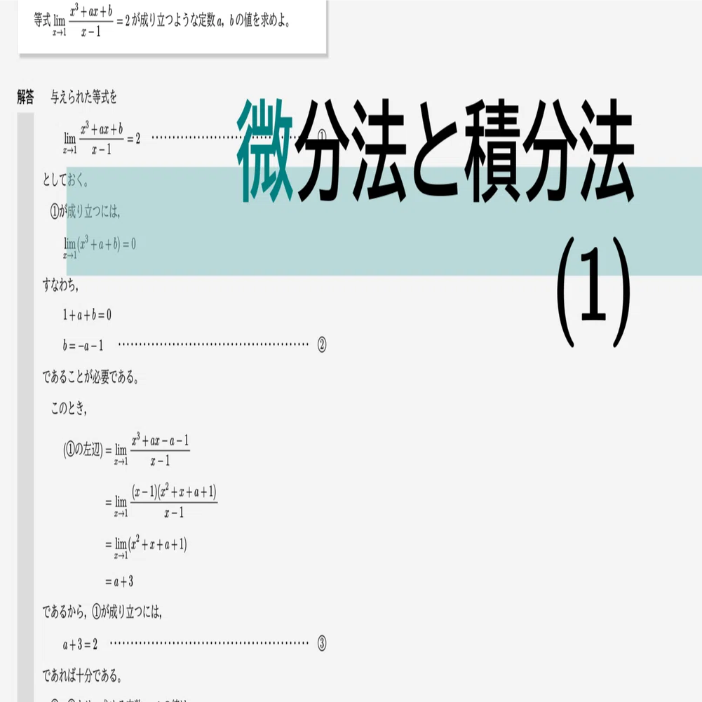 大学受験【数学】 高校数学・大学受験数学｜通年テキスト｜4-1-1｜微分法と積分法(1