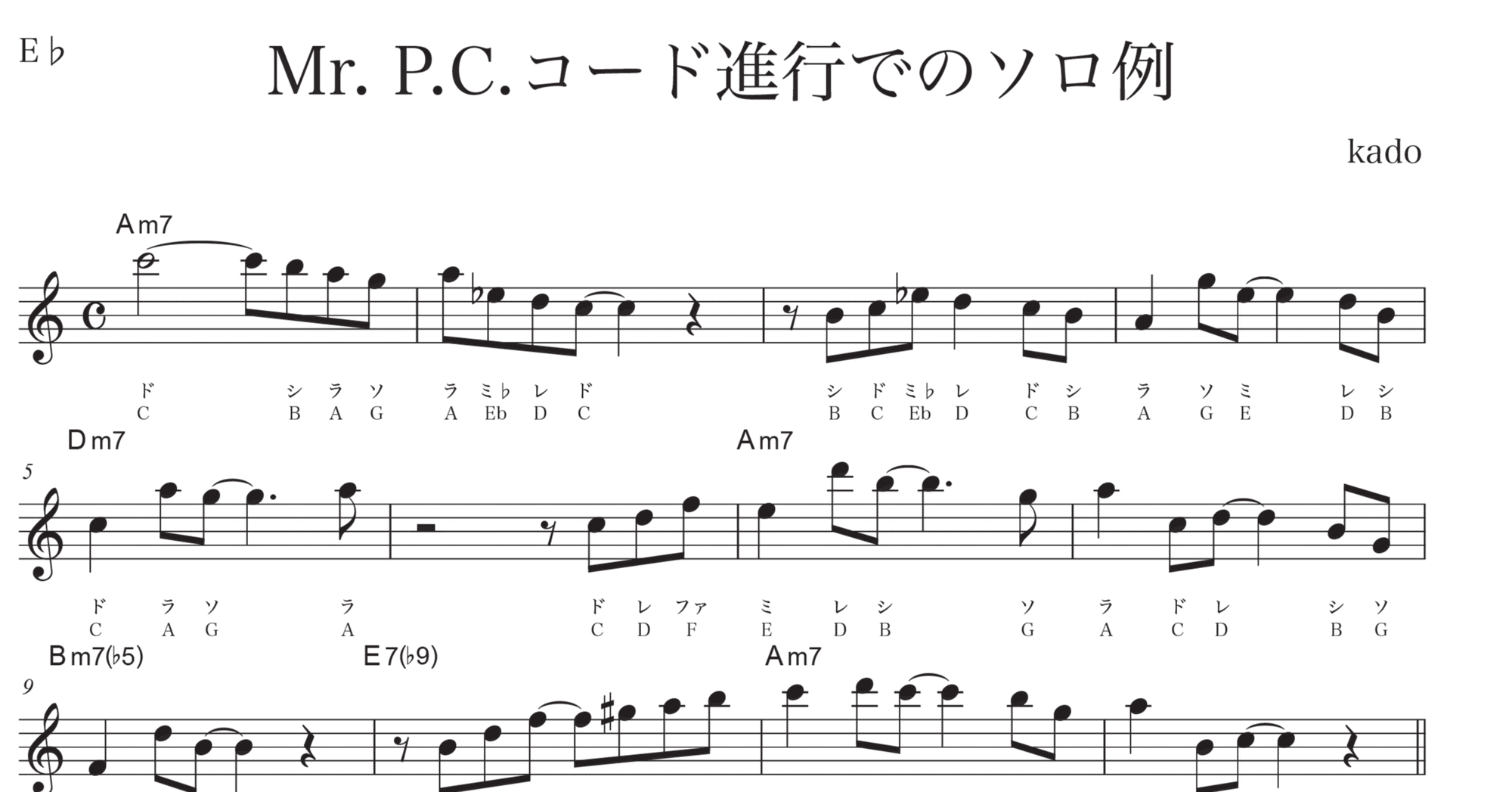 アルトサックス Mr P C コード進行でのソロ例 加度 克紘 Note アルトサックス Mr P C コード進行でのソロ例 加度 克紘 Note