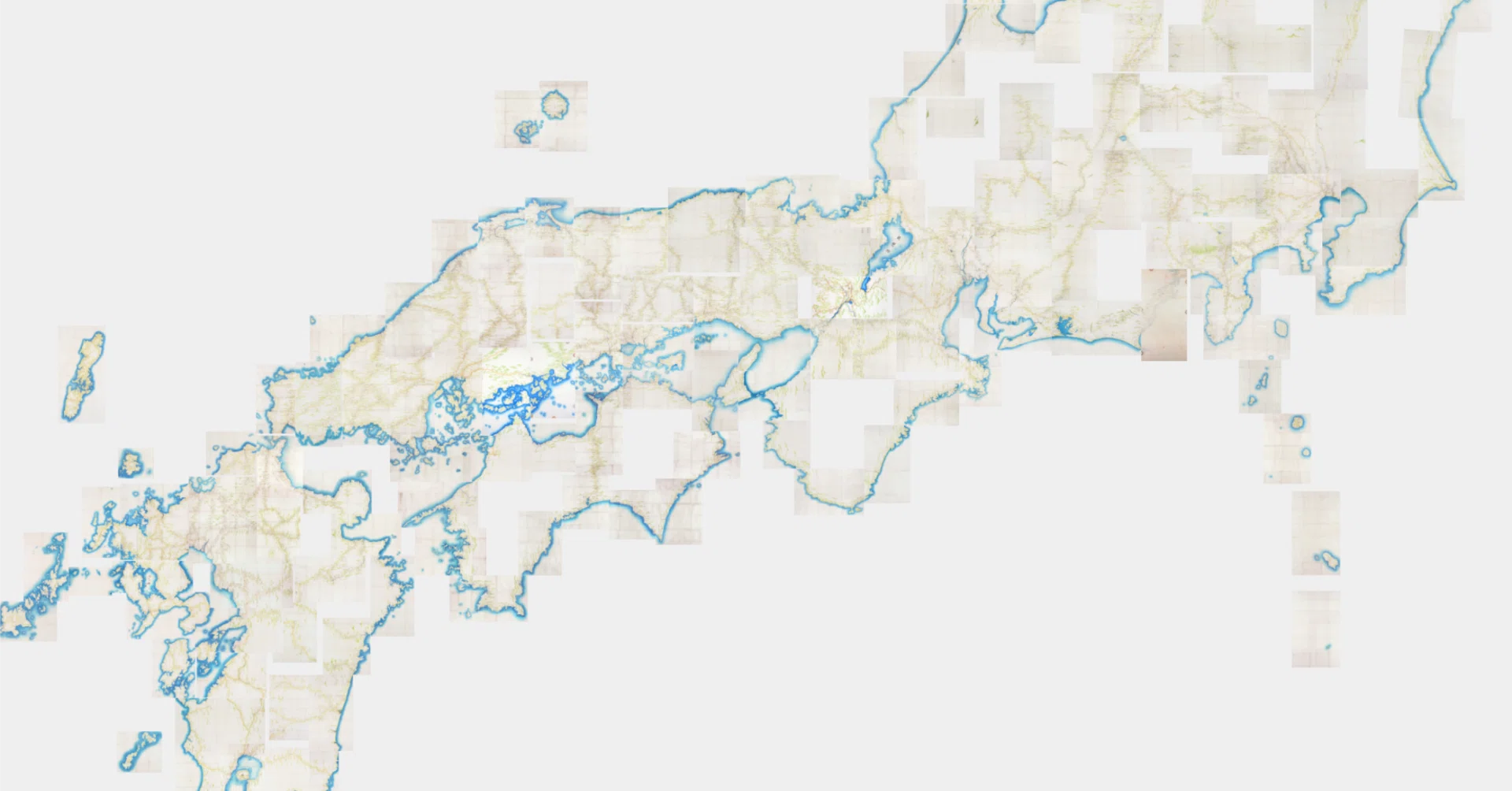 俯瞰で堪能する、伊能忠敬の日本地図（大図 全214枚の全容を眺められる