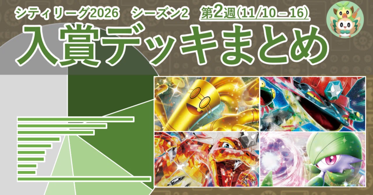 ポケカ シティリーグ2026 シーズン2 第2週 入賞デッキまとめ【全文無料