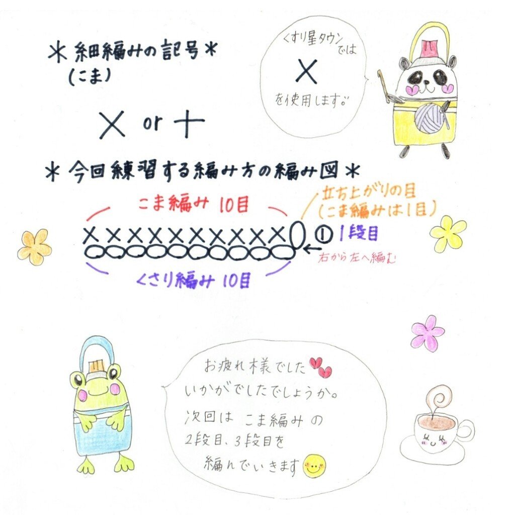こま編みを編んでみよう 立ち上がりの目からこま編みを編む くすり星 Note こま編みを編んでみよう 立ち上がりの目からこま編みを編む くすり星 Note