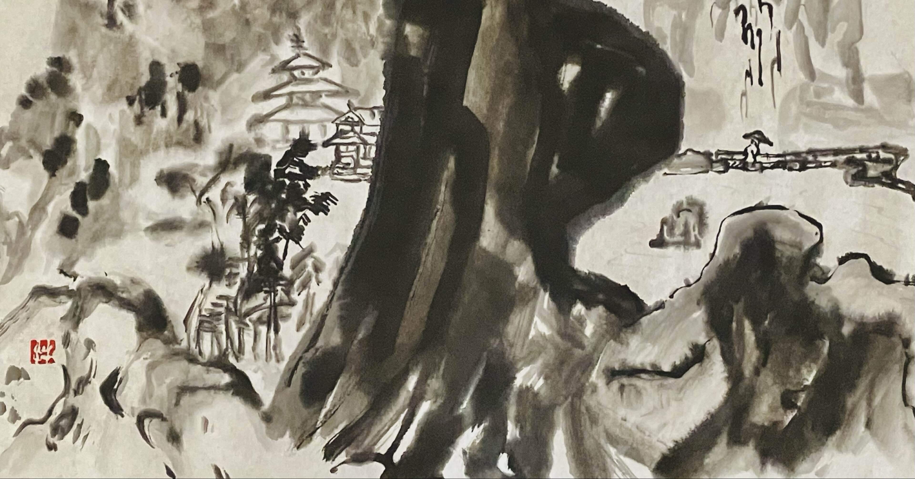 山水図 元気の良い岩｜西川明美