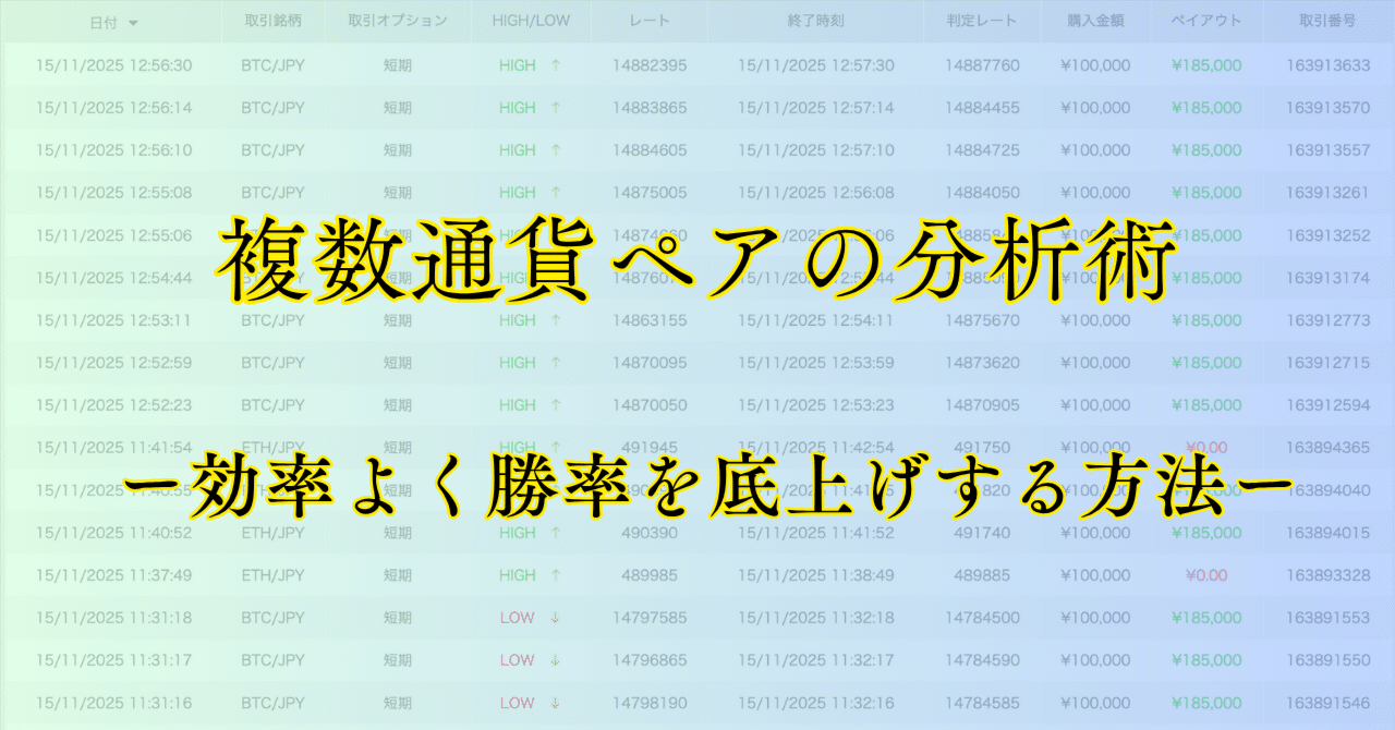 複数通貨ペアの分析術｜TaKA @Bo研究室