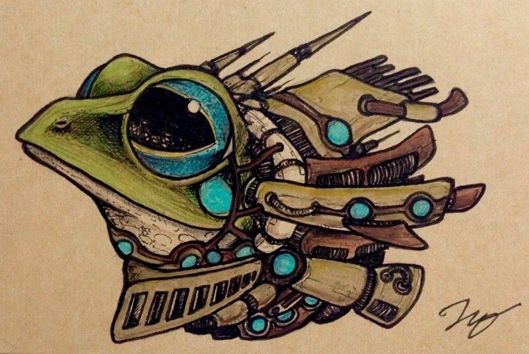 「機械仕掛けの横顔」
奇術蛙に引き続き #steampunk です。描いてて楽しいですね。次は全身を描きたい

#カエル #カエルイラスト #スチームパンク
