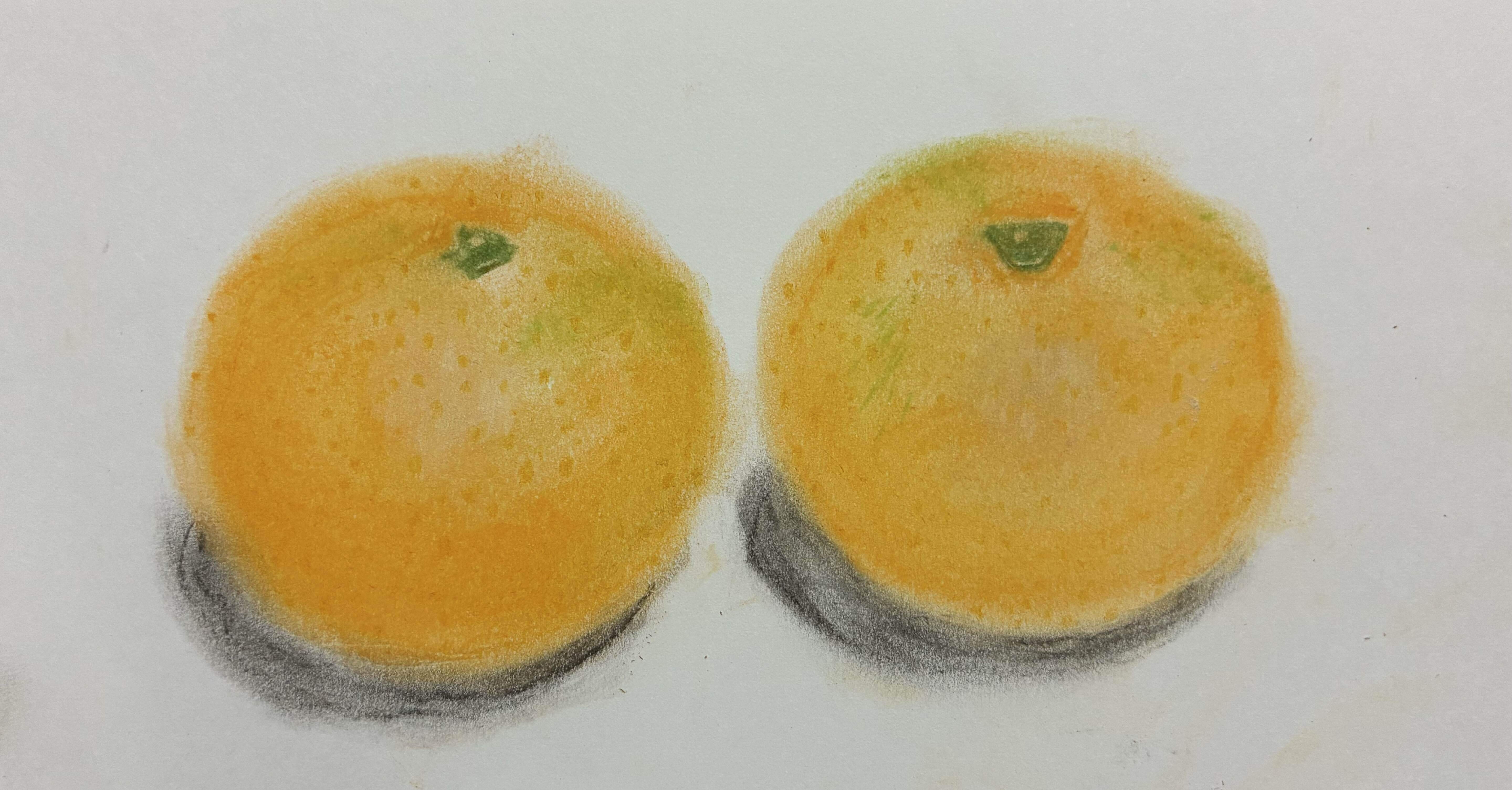 みかんのパステル画を描きました。｜まる