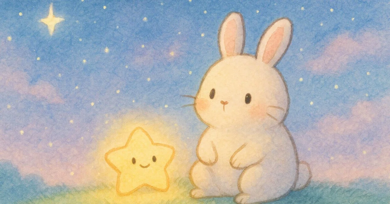 絵本『ほしのあかりをひろった日』ぽっちゃりウサギと落ちた星の