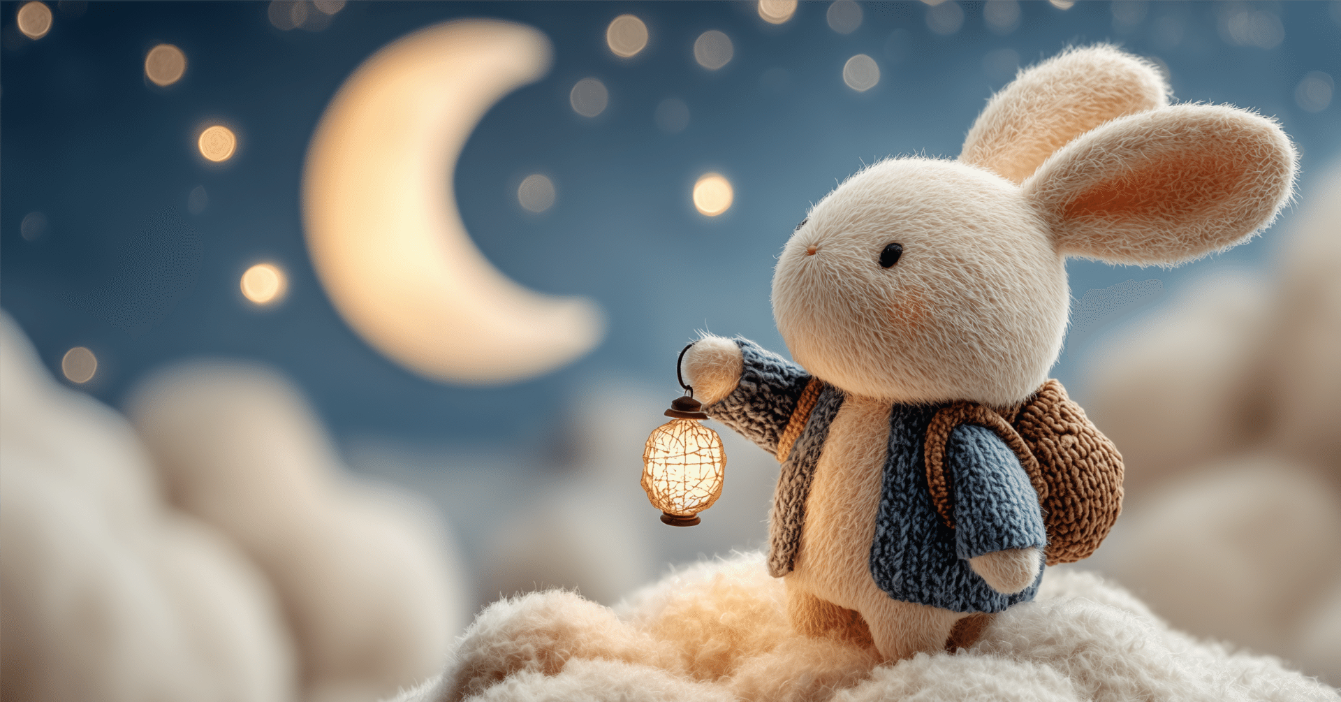 AIイラスト制作記｜ふわふわ雲と小さな灯火が紡ぐ、やわらかな夜の