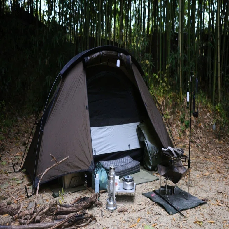 参考にならないソロキャンプ】竹林に抱かれてコーヒーを満喫する太い人