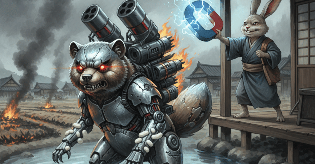 かちかち山Ⅱ～メカたぬきの逆襲～【AIと作ってみた】｜新原わたり