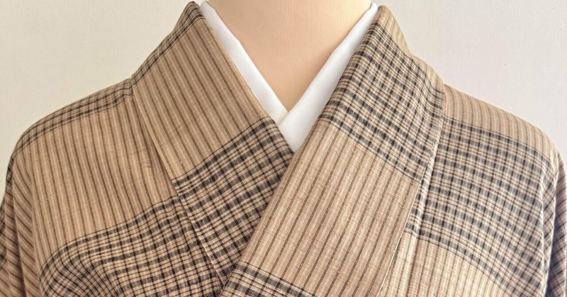 横段格子と縞の紬着物