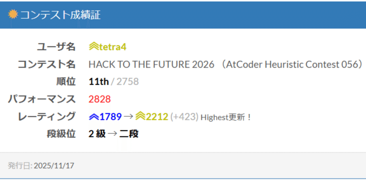 AHC056 解法・参加記】11位・赤パフォで入黄しました｜tetra