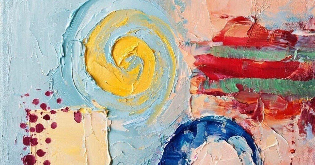 AI画像 de 油彩画（抽象、融合ブレンド点放射）｜茜町春彦