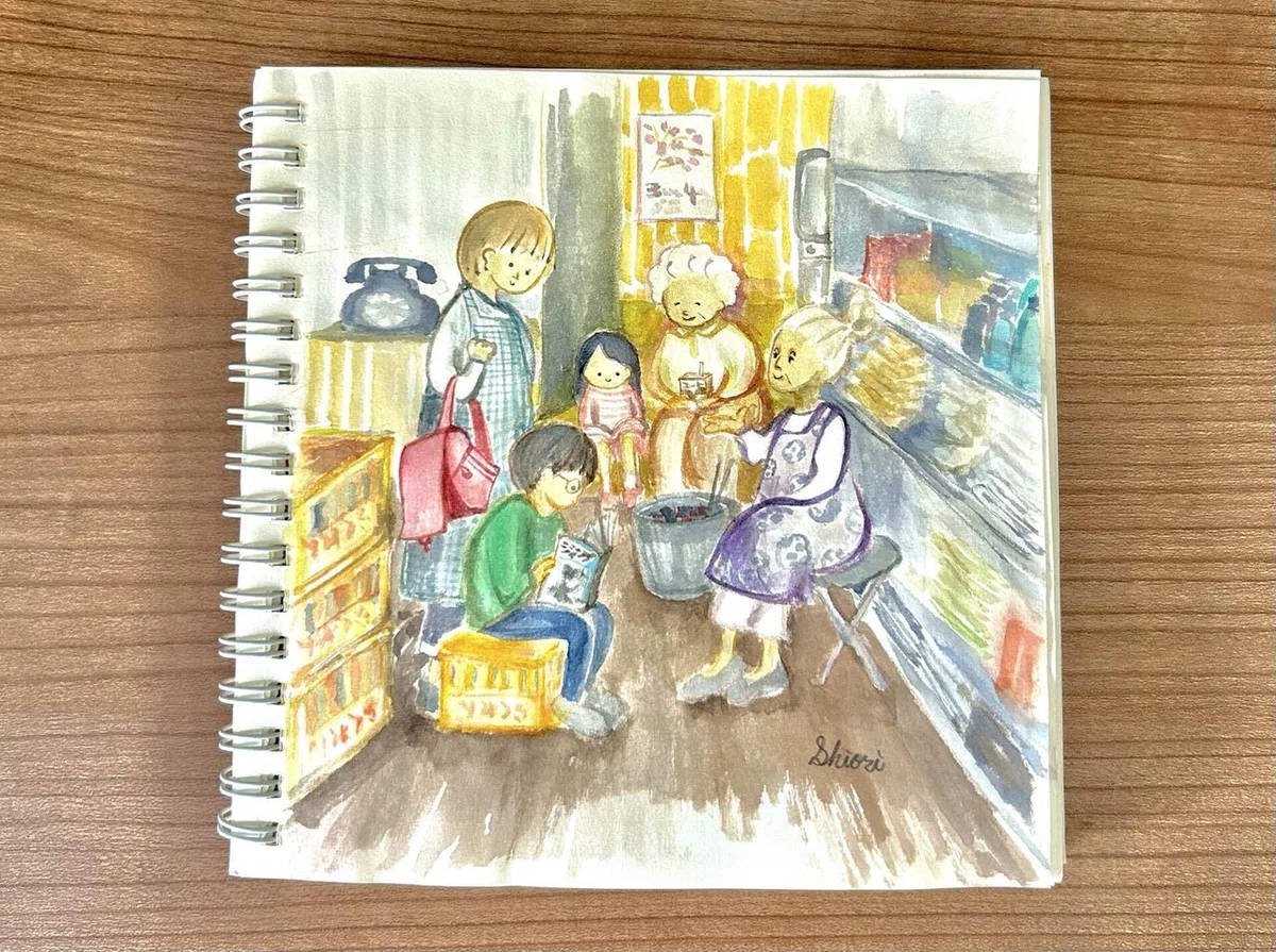 おばあちゃんのお店を描いた絵