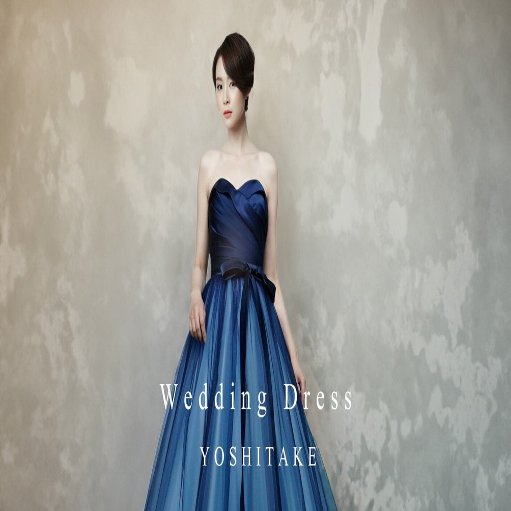 ウェディングドレス ブルー（パニエ付き！） ウエディングドレス.ブルー.Aライン.カラードレス.パニエ付き.Y1238