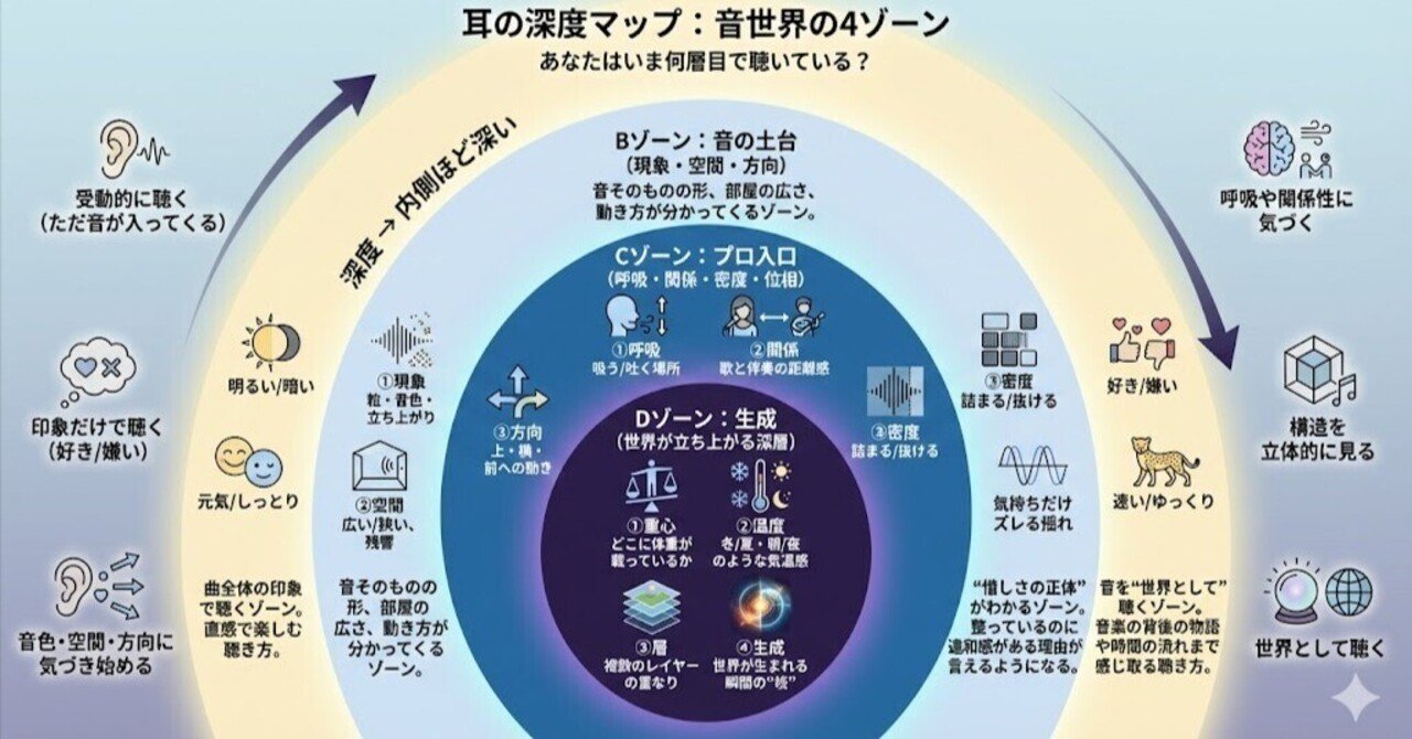 耳の深度マップ②：プロと素人を分ける「6つの聴き方」｜かとち