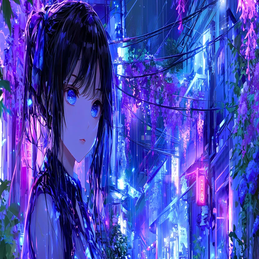紫陽花は光に濡れて【画像生成AI＋4コマ漫画】｜Alpaka
