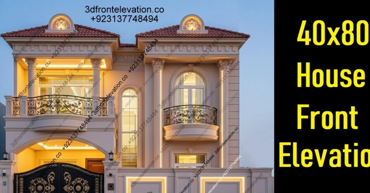 🏛️ 40x80 House Plan with Front Elevation — Three Premium Spanish ...