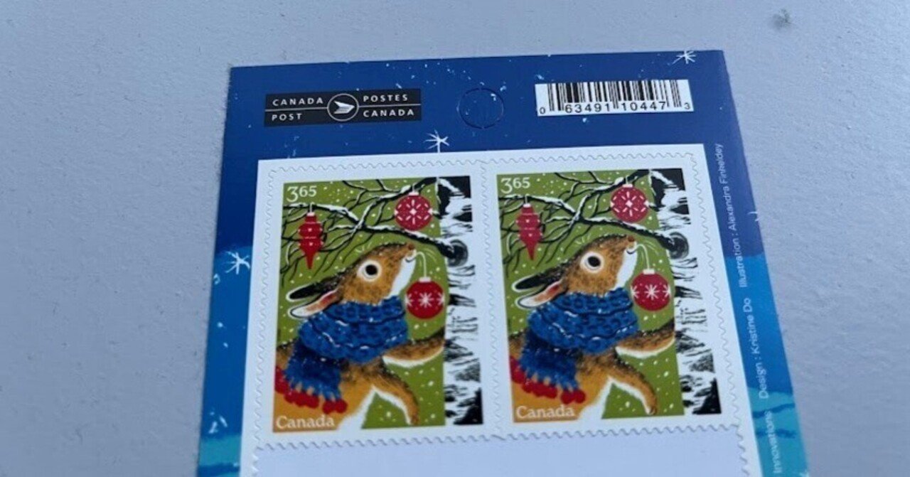 ウサギの切手がかわいいのでスト中だけどクリスマスカードを出すことに