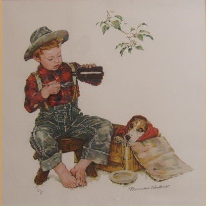 ノーマン　ロックウェル　(版画) ノーマン・ロックウェル （Norman Rockwell、1894-1978） 『通行止め