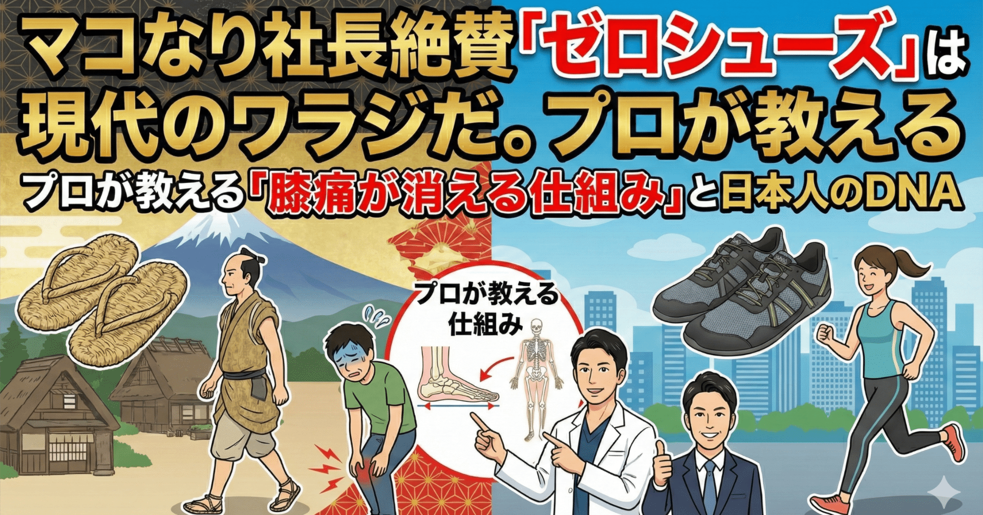 マコなり社長絶賛「ゼロシューズ」は現代のワラジだ。プロが教える「膝