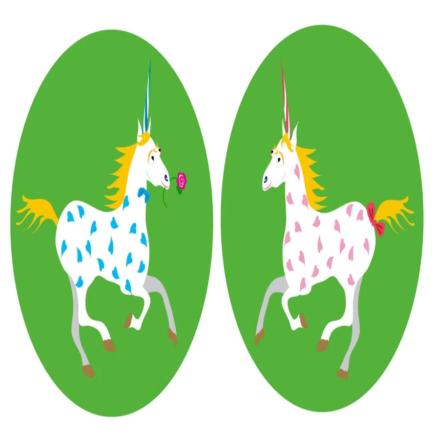 ユニコーンつののある馬のカップルの午年のイラスト年賀状2026