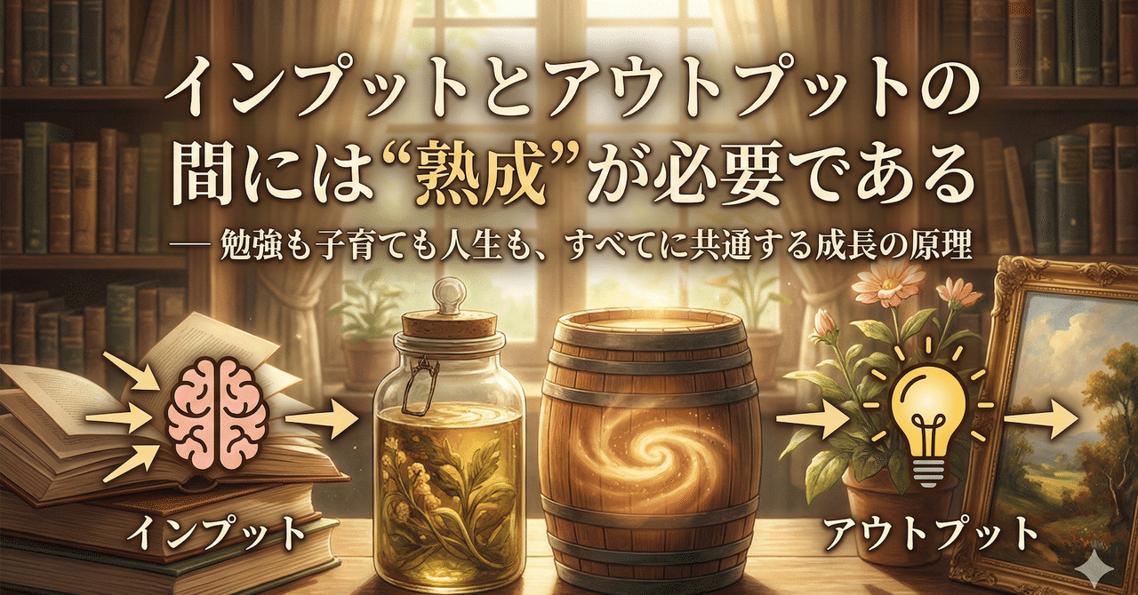 「インプットとアウトプットの間には“熟成”が必要である」― 勉強も子育ても人生も、すべてに共通する成長の原理|読む Mama Cafe