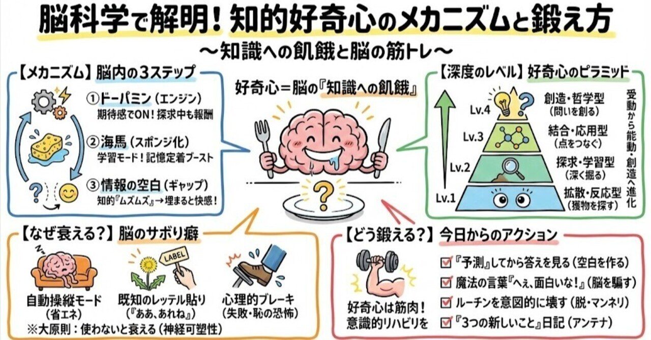 脳科学で解明！ 知的好奇心のメカニズムと鍛え方｜きづきくみたてnote