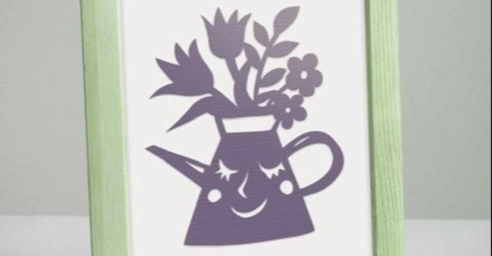 フリー図案no 007 顔のあるジョウロ 華色切絵 平石智美のカラー切り絵を楽しむnote Note