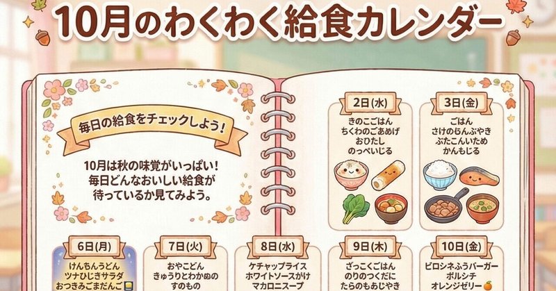 学校の献立表が「kawaii」に変身！？NotebookLMでつくる魔法の給食カレンダー