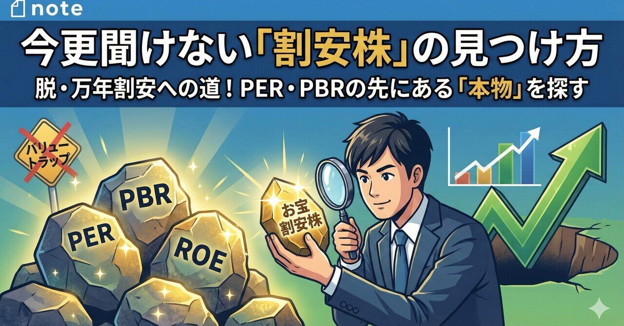 株式解説】今更聞けない「本物の割安株」の見つけ方とは？(期間限定無料公開中)｜初心者でも株式投資がわかるnote(by 投資好きサラリーマン)