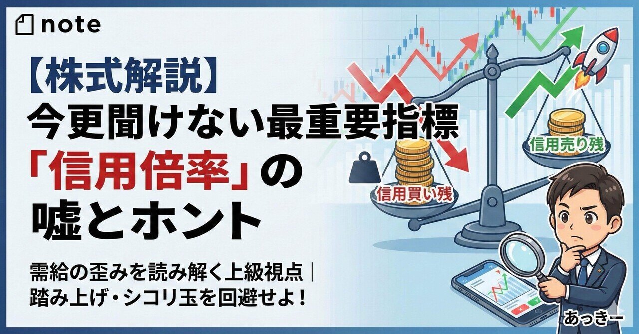 株式解説】今更聞けない最重要指標「信用倍率」の嘘とホントを解説｜初心者でも株式投資がわかるnote(by 投資好きサラリーマン)