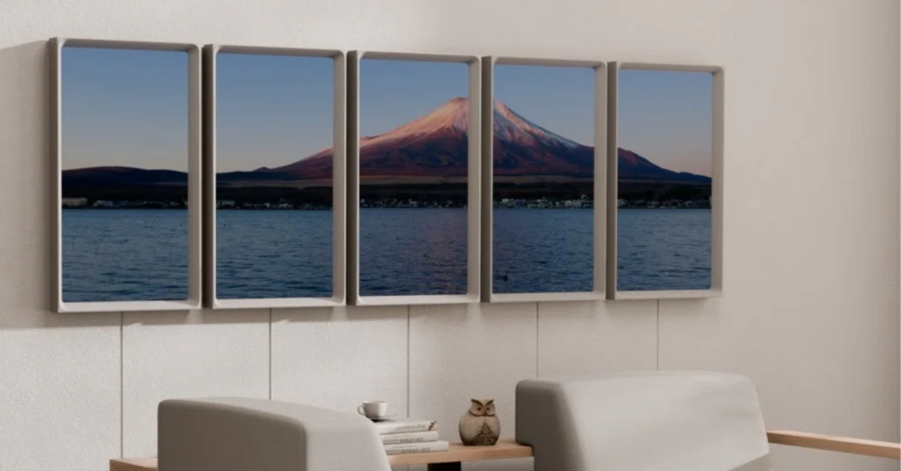 Atmoph Window Yo、4台。壁一面が窓になった朝｜Hiroyuki A