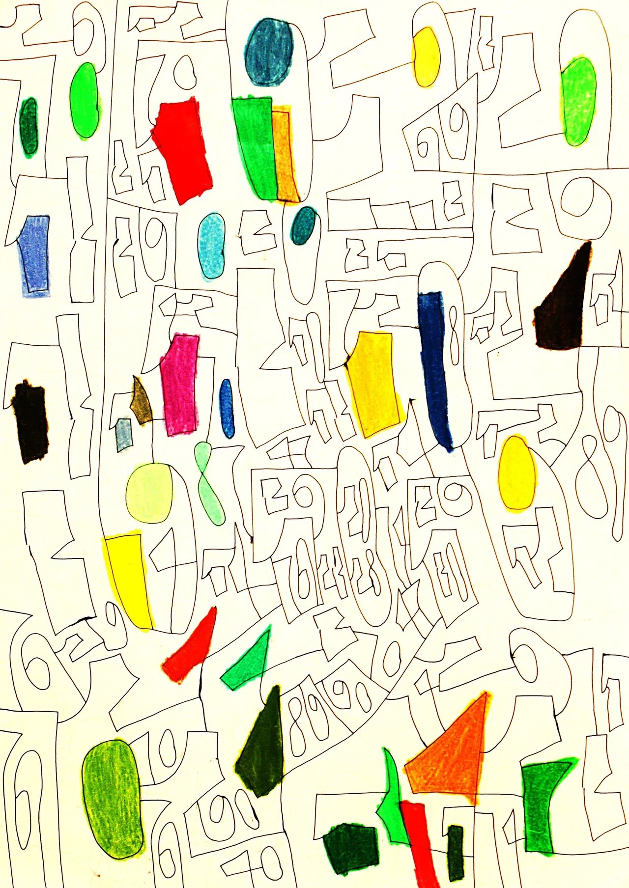 すべての文字・数字をつなげて描く。背中を掻いてもらいながら、小林覚