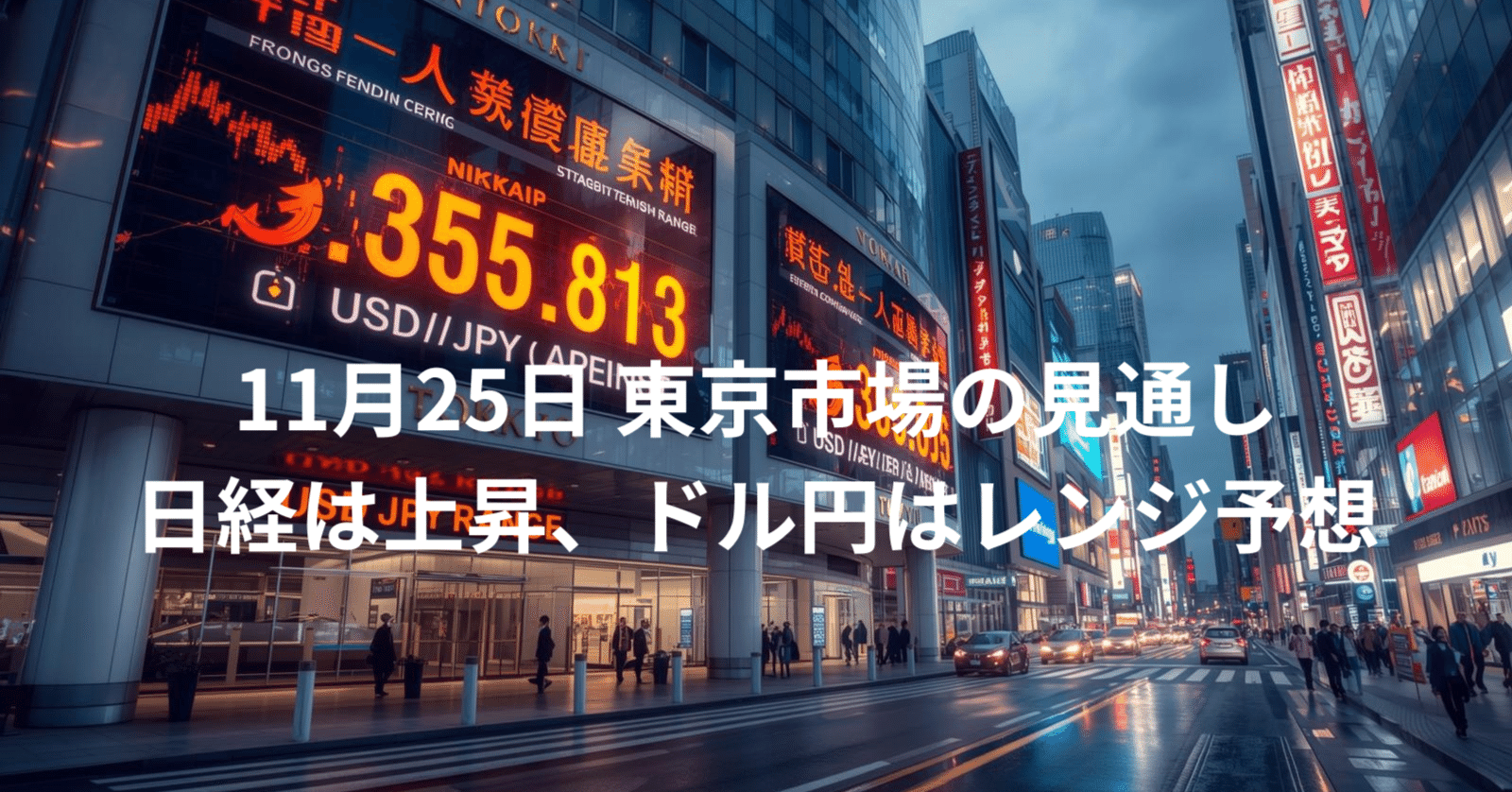 11月25日 東京市場の見通し：日経は上昇、ドル円はレンジ予想」｜ロックシャー