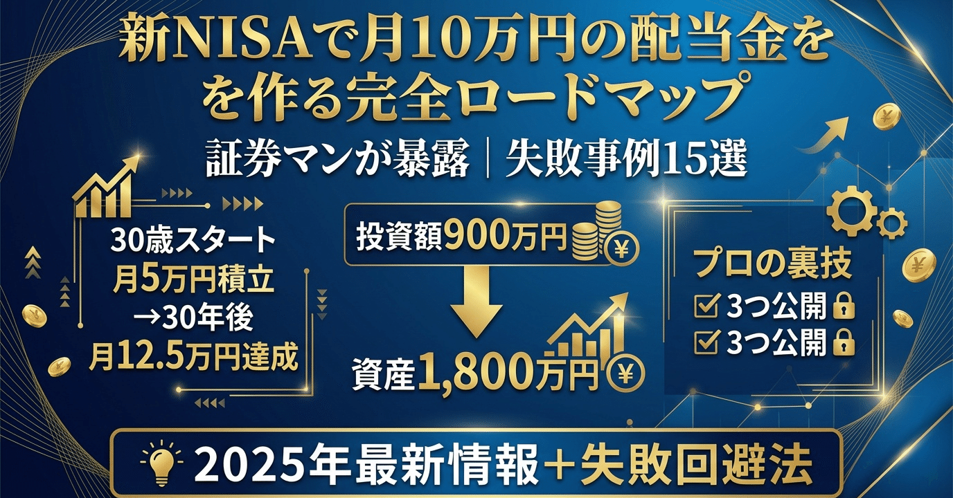 証券マンが暴露】新NISAで月10万円の配当金を作る完全ロードマップ｜900万円を1,800万円に増やす5年戦略と失敗事例15選｜株価研修所 マガジン
