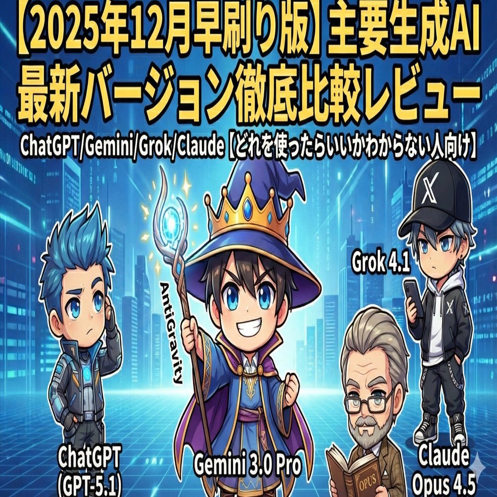 2025年12月早刷り版】主要生成AI 最新バージョン徹底比較レビュー