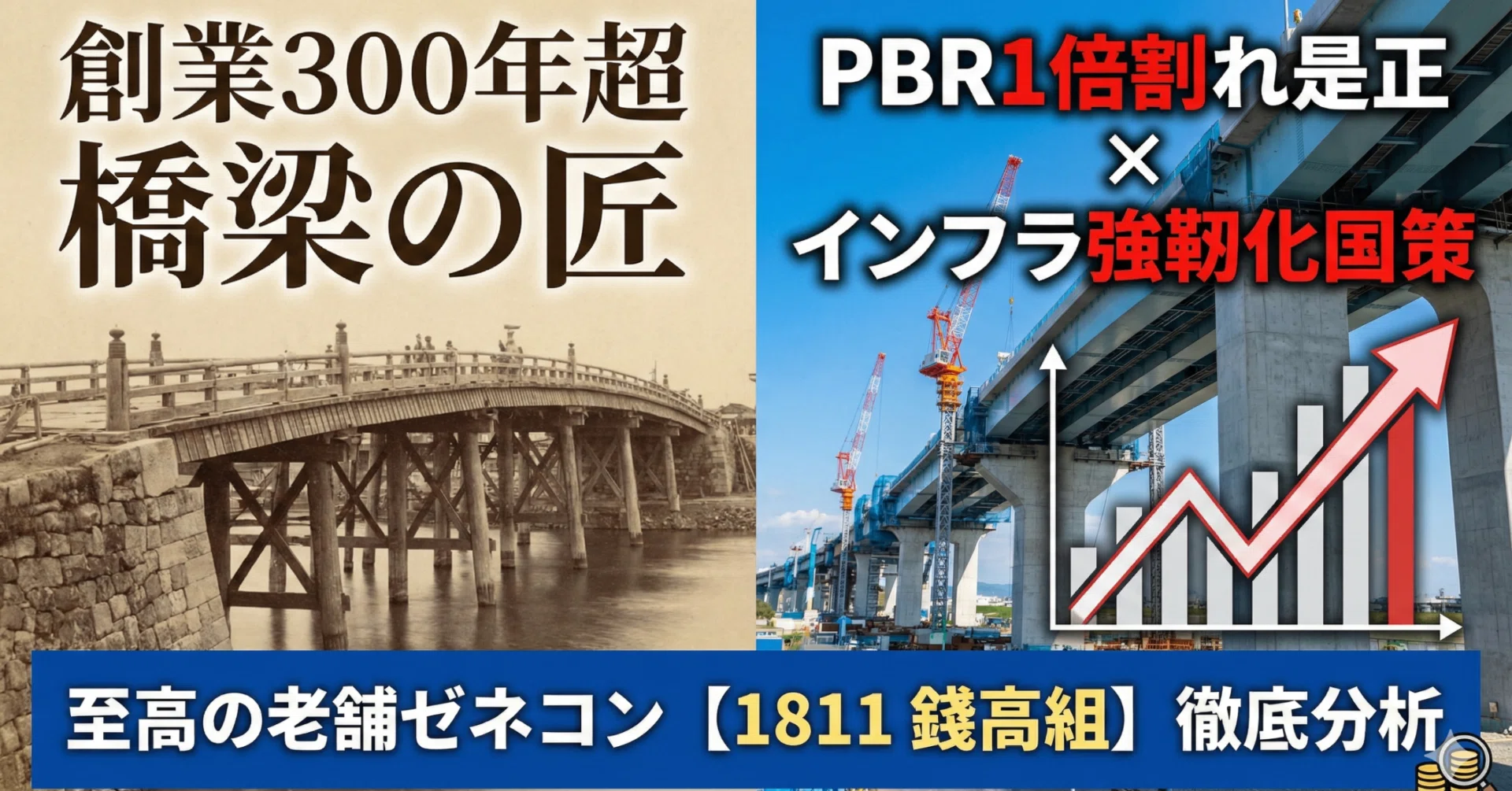 創業300年超の「橋梁の匠」。PBR1倍割れの是正とインフラ強靭化国策が