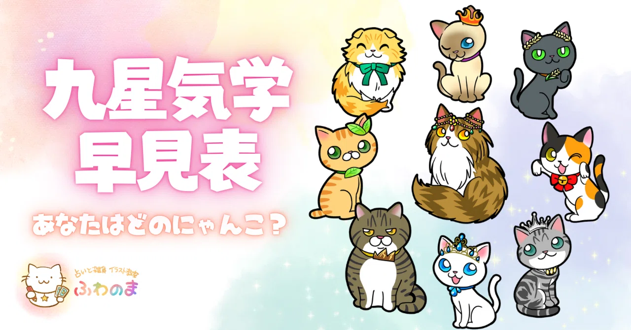 ✨九星気学早見表｜あなたはどのにゃんこ？🐾｜九星にゃんこ|九星気学