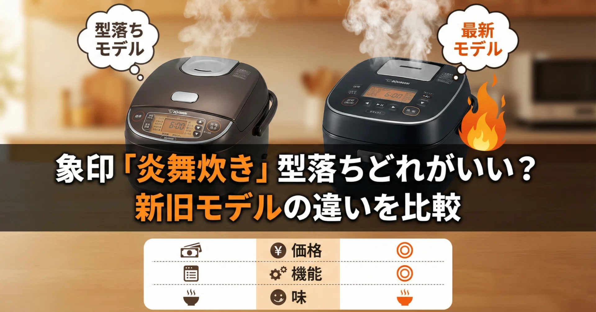 象印炊飯器「炎舞炊き」型落ちどれがいい？新旧モデルの違いを比較