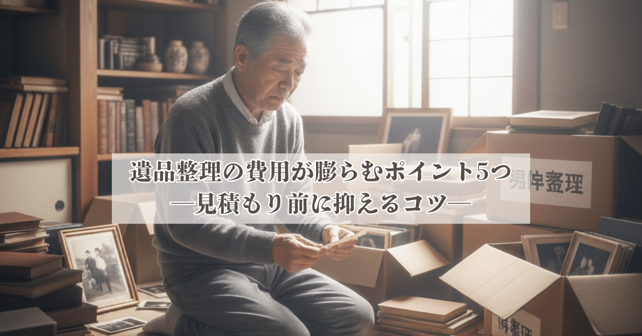 遺品整理の費用が膨らむポイント5つ—見積もり前に抑えるコツ—｜【遺品