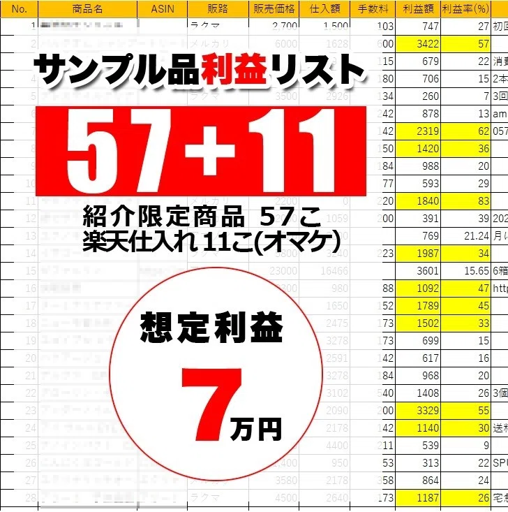サンプル品６８リスト画像