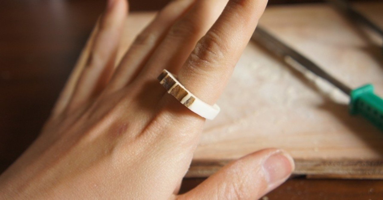 鹿の角で雑貨を作る 輪切りの指輪 Deer Bone Hai Note