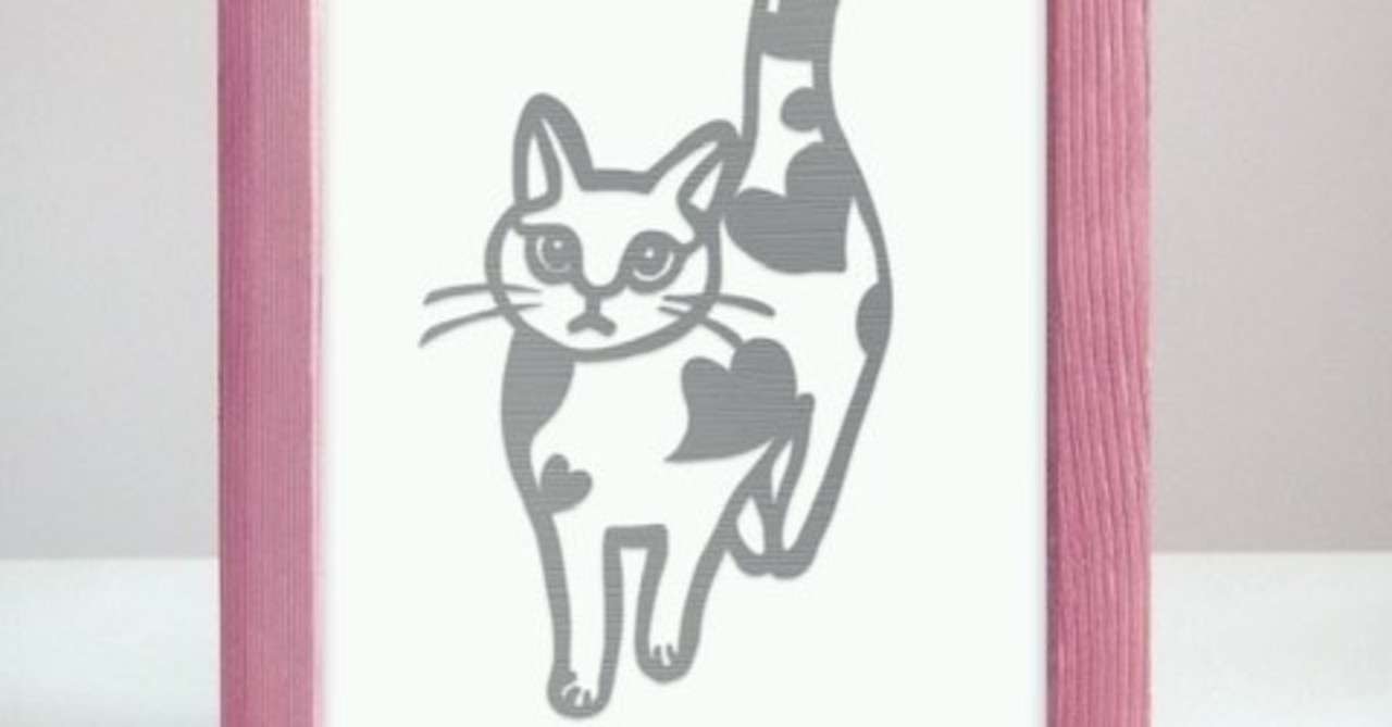 フリー図案no 008 ハート柄のねこ の切り絵 華色切絵 平石智美のカラー切り絵を楽しむnote Note