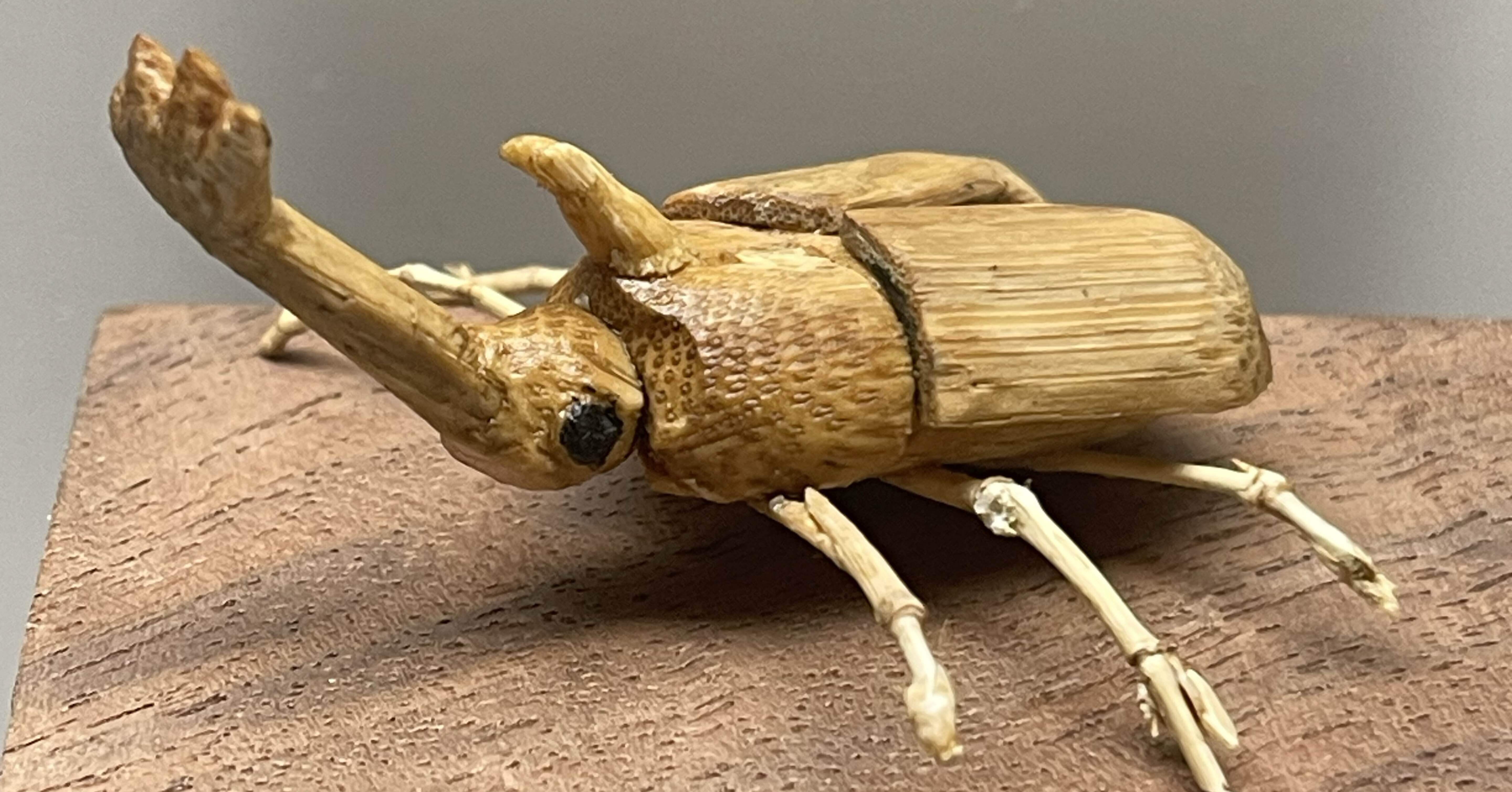 新たな竹の工芸品、カブトムシのヤジロベを試作した話 後翅を追加し